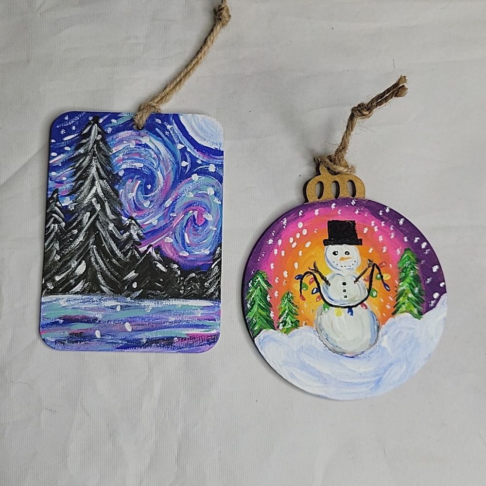 Set of 2 Handpainted Ornaments